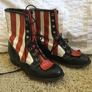 Vintage leather lace up boots